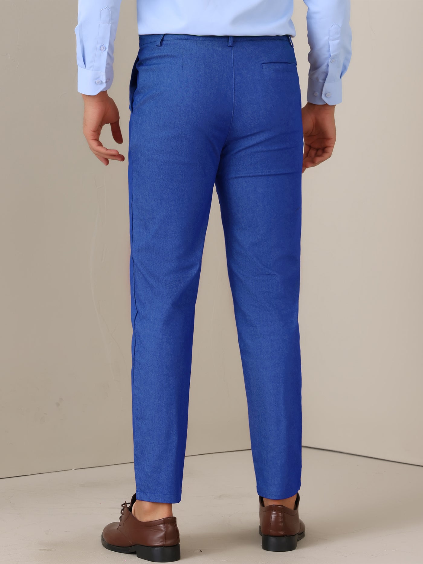 Bublédon Dress Pants for Men's Slim Fit Tapered Leg Flat Front Business Trousers