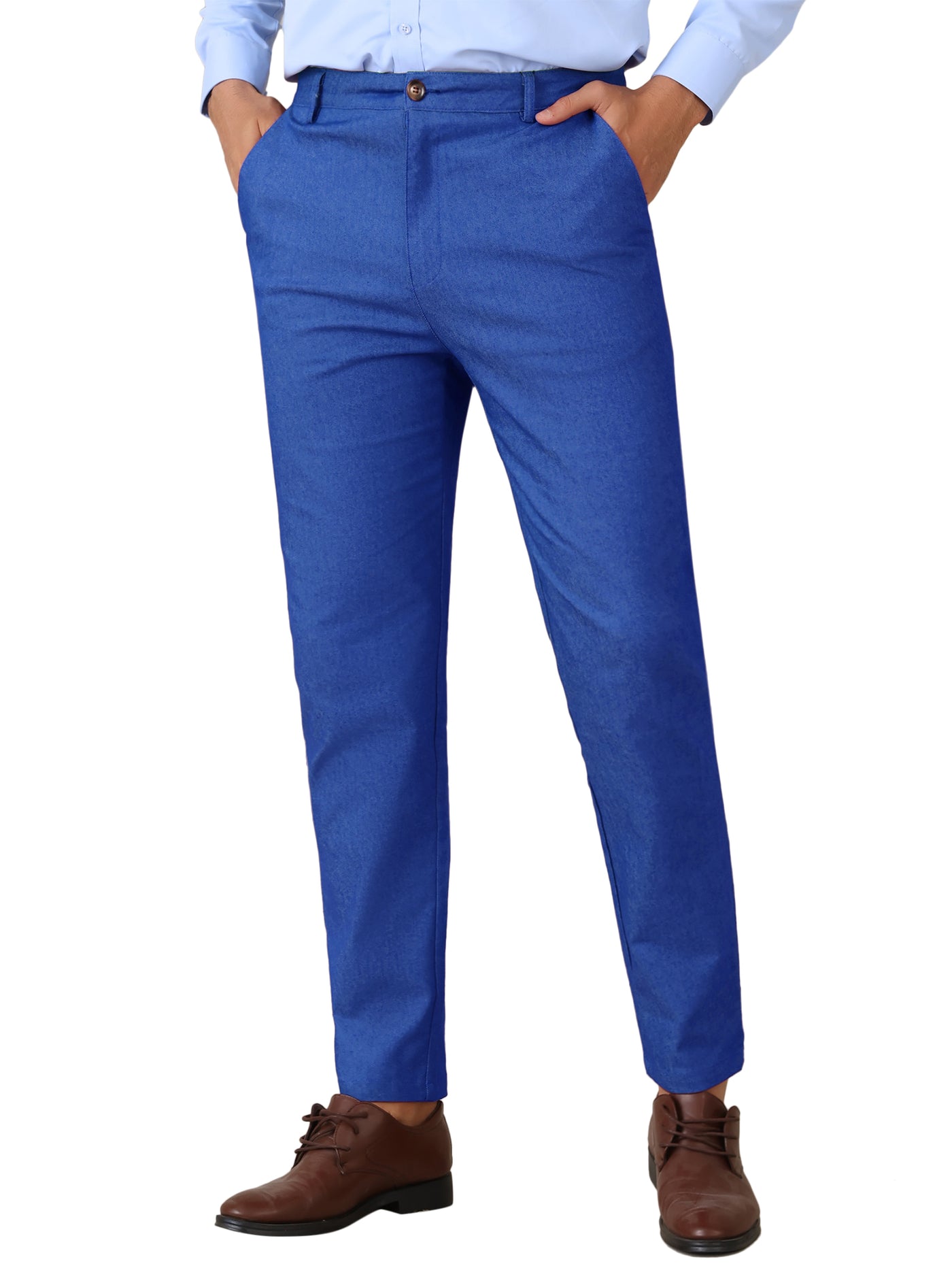 Bublédon Dress Pants for Men's Slim Fit Tapered Leg Flat Front Business Trousers