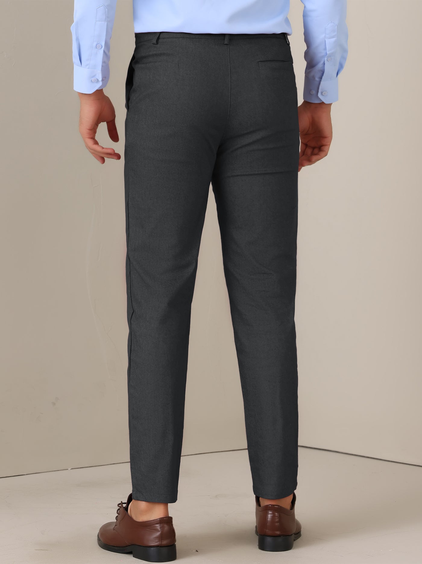 Bublédon Dress Pants for Men's Slim Fit Tapered Leg Flat Front Business Trousers