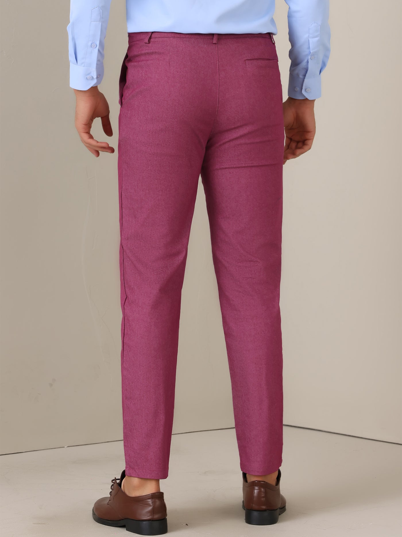 Bublédon Dress Pants for Men's Slim Fit Tapered Leg Flat Front Business Trousers