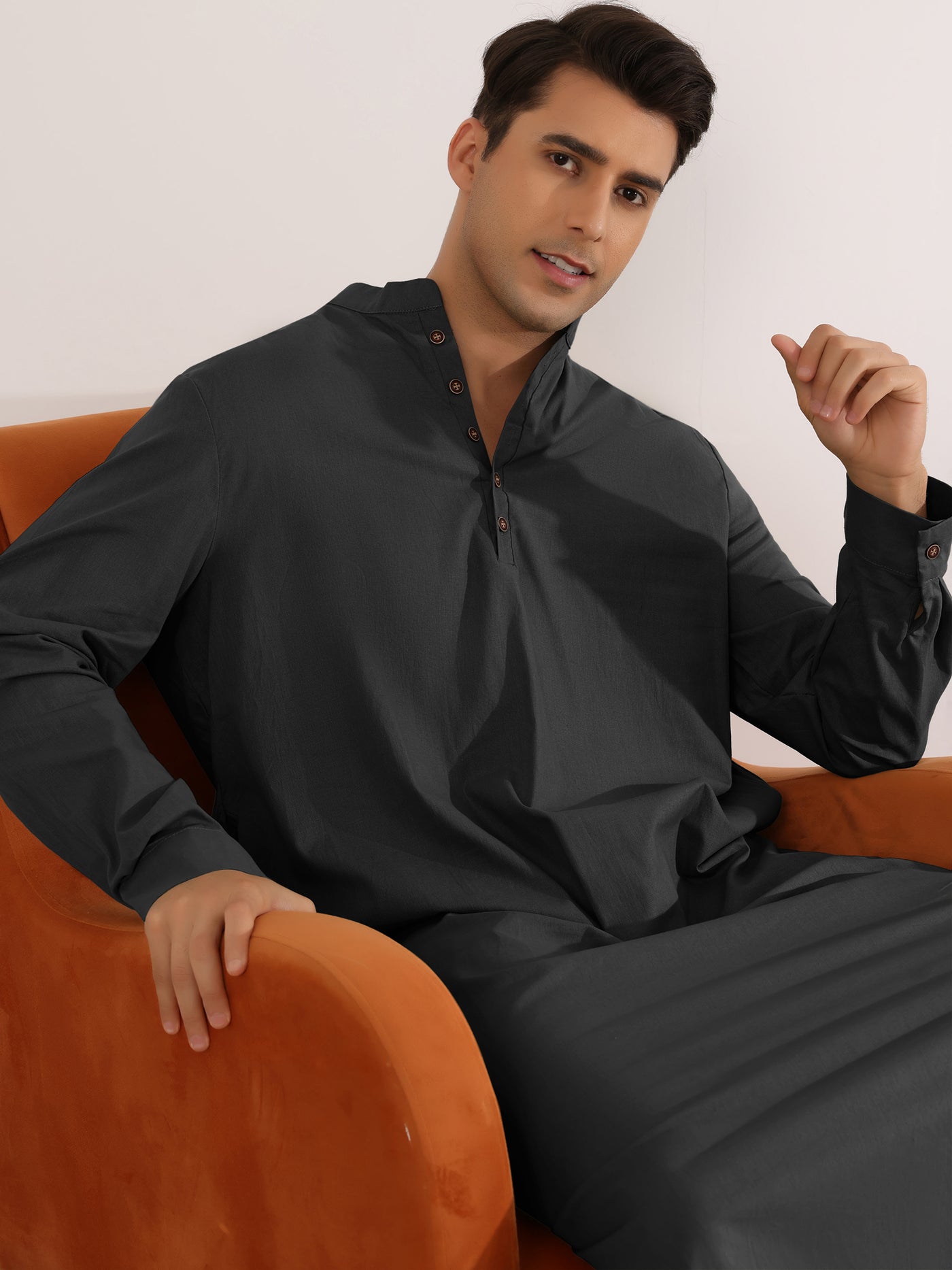 Bublédon Nightshirts for Men's Long Sleeves Button Sleep Shirts Nightgown with Pockets