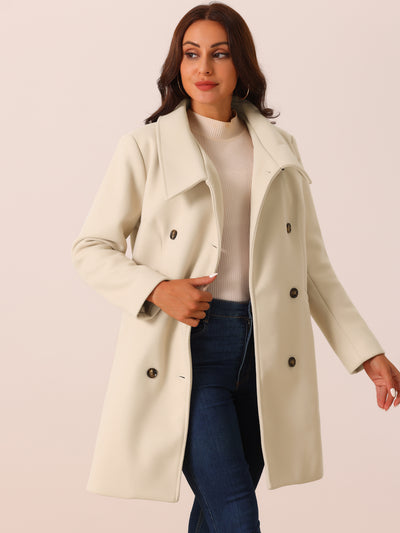 Women's Double Breasted Peacoat Fashion Winter Outwear Casual Collar Jackets with Pockets