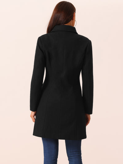 Women's Double Breasted Peacoat Fashion Winter Outwear Casual Collar Jackets with Pockets