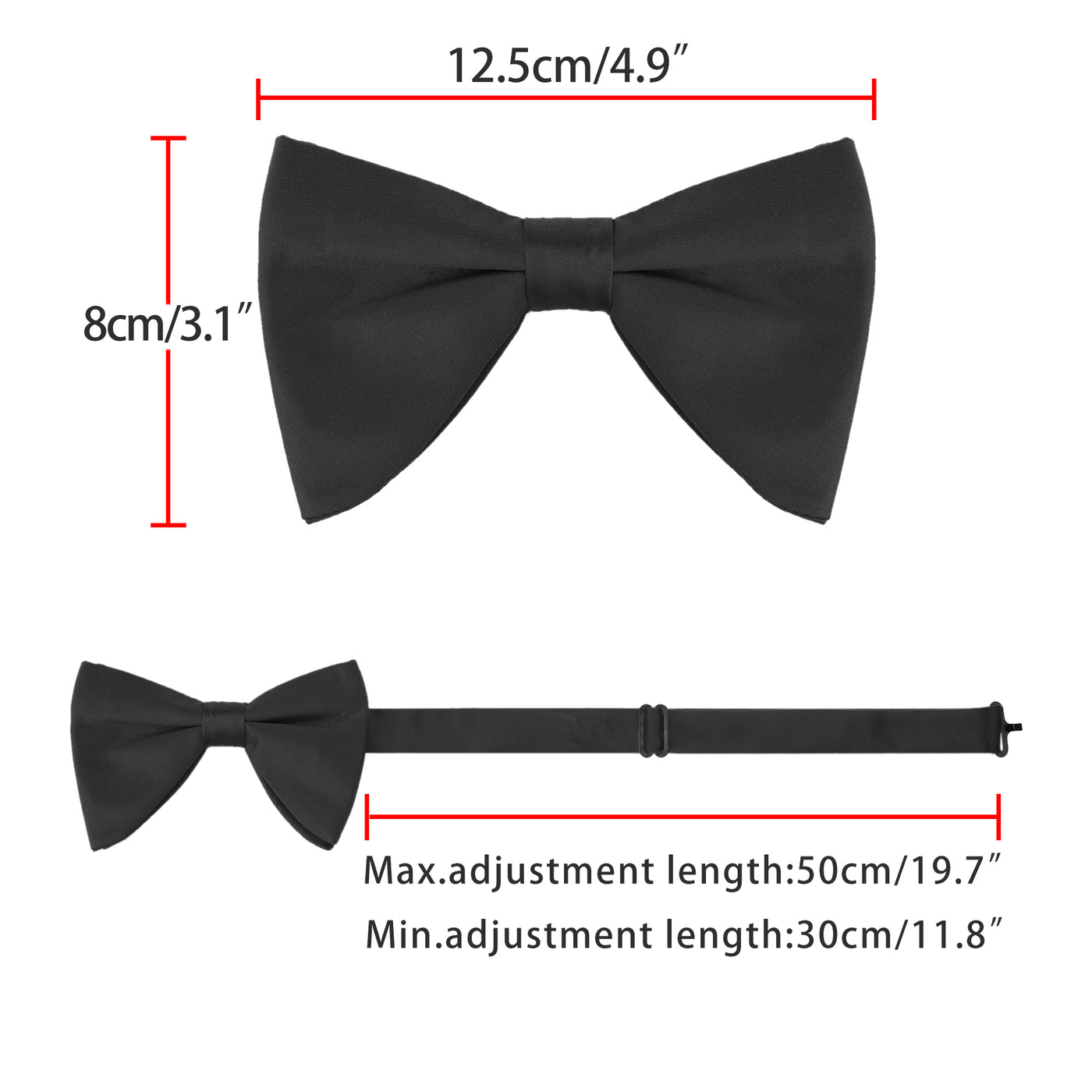 Bublédon Men's Solid Color Satin Large Bow Tie for Formal Tuxedo 1 Pcs