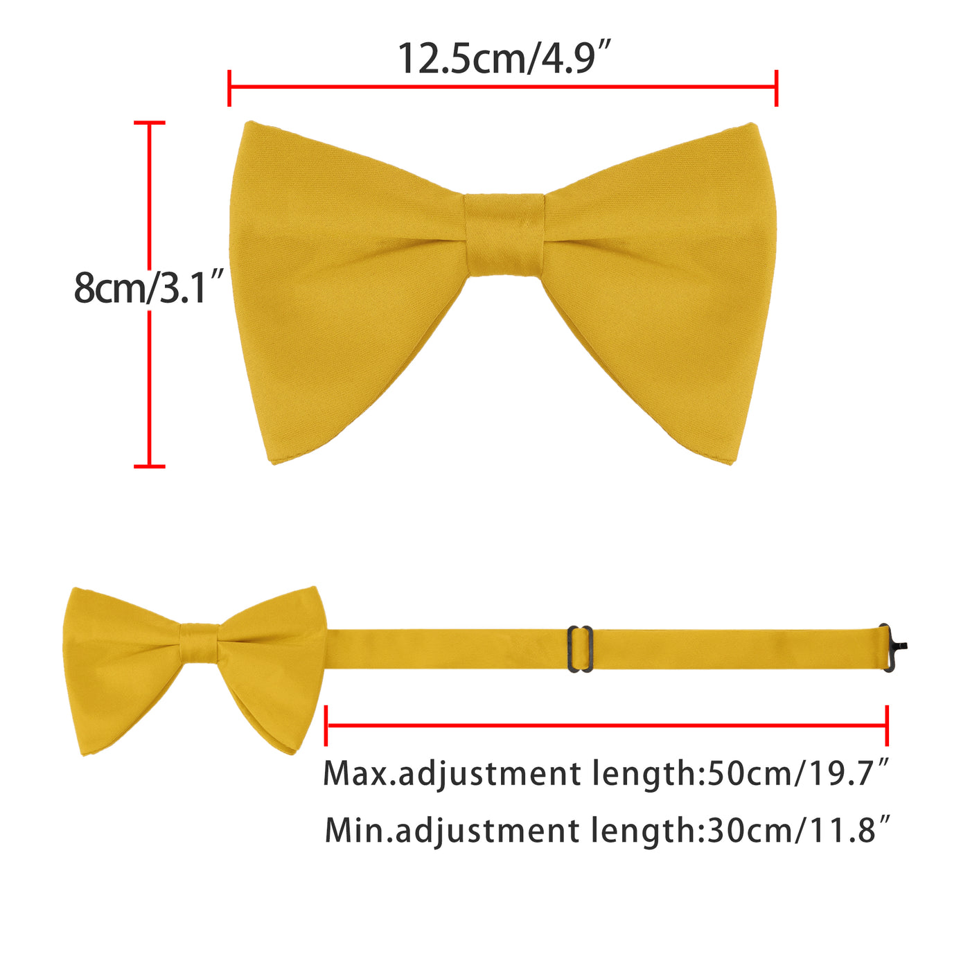 Bublédon Men's Solid Color Satin Large Bow Tie for Formal Tuxedo 1 Pcs