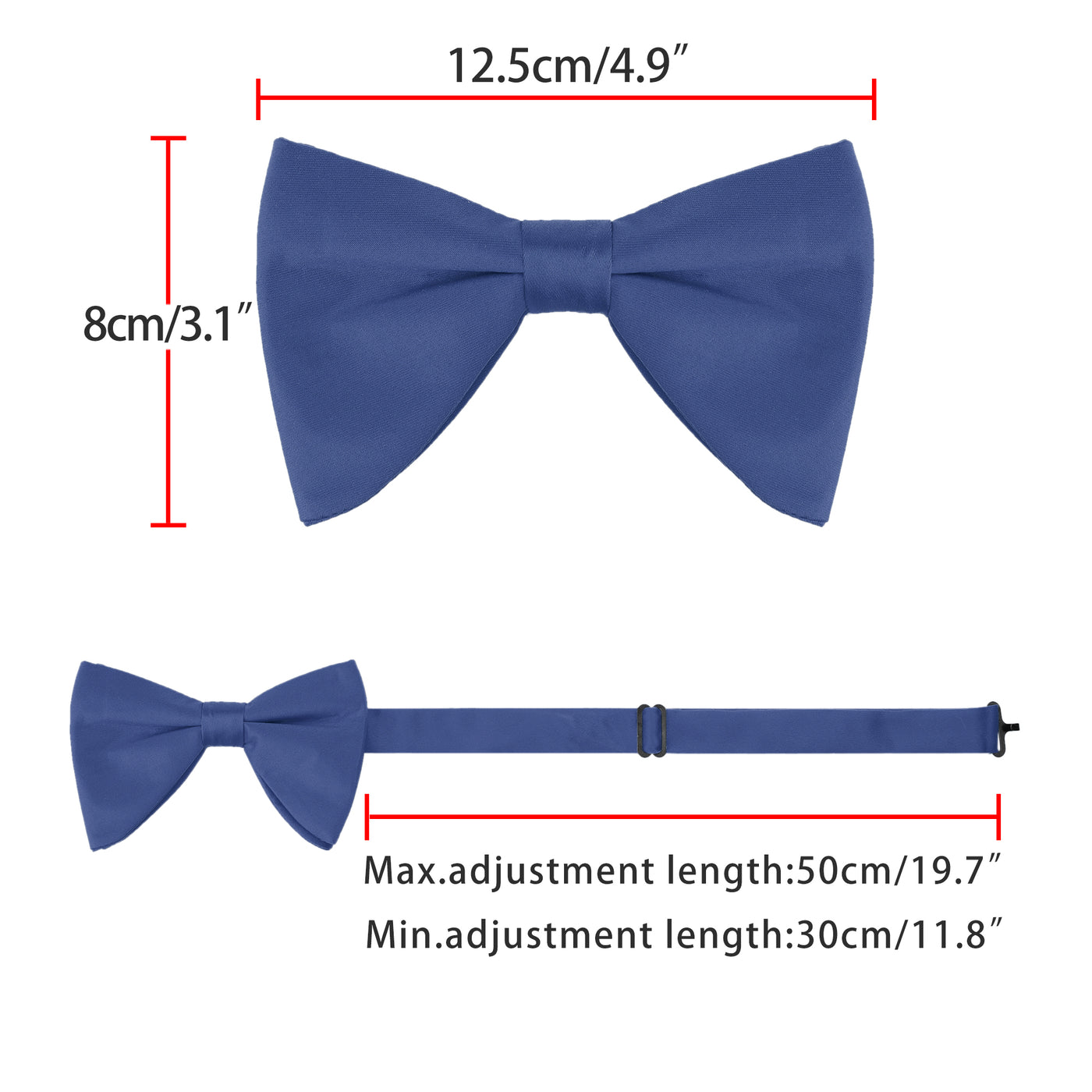 Bublédon Men's Solid Color Satin Large Bow Tie for Formal Tuxedo 1 Pcs