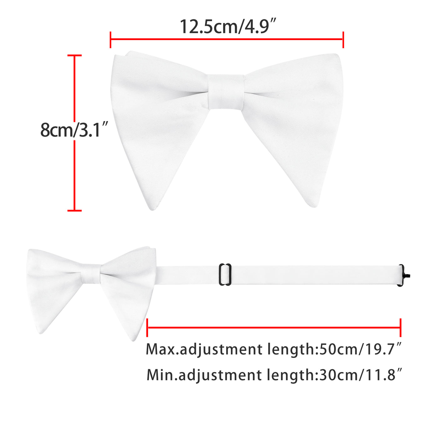 Bublédon Men's Solid Color Satin Large Bow Tie for Formal Tuxedo 1 Pcs