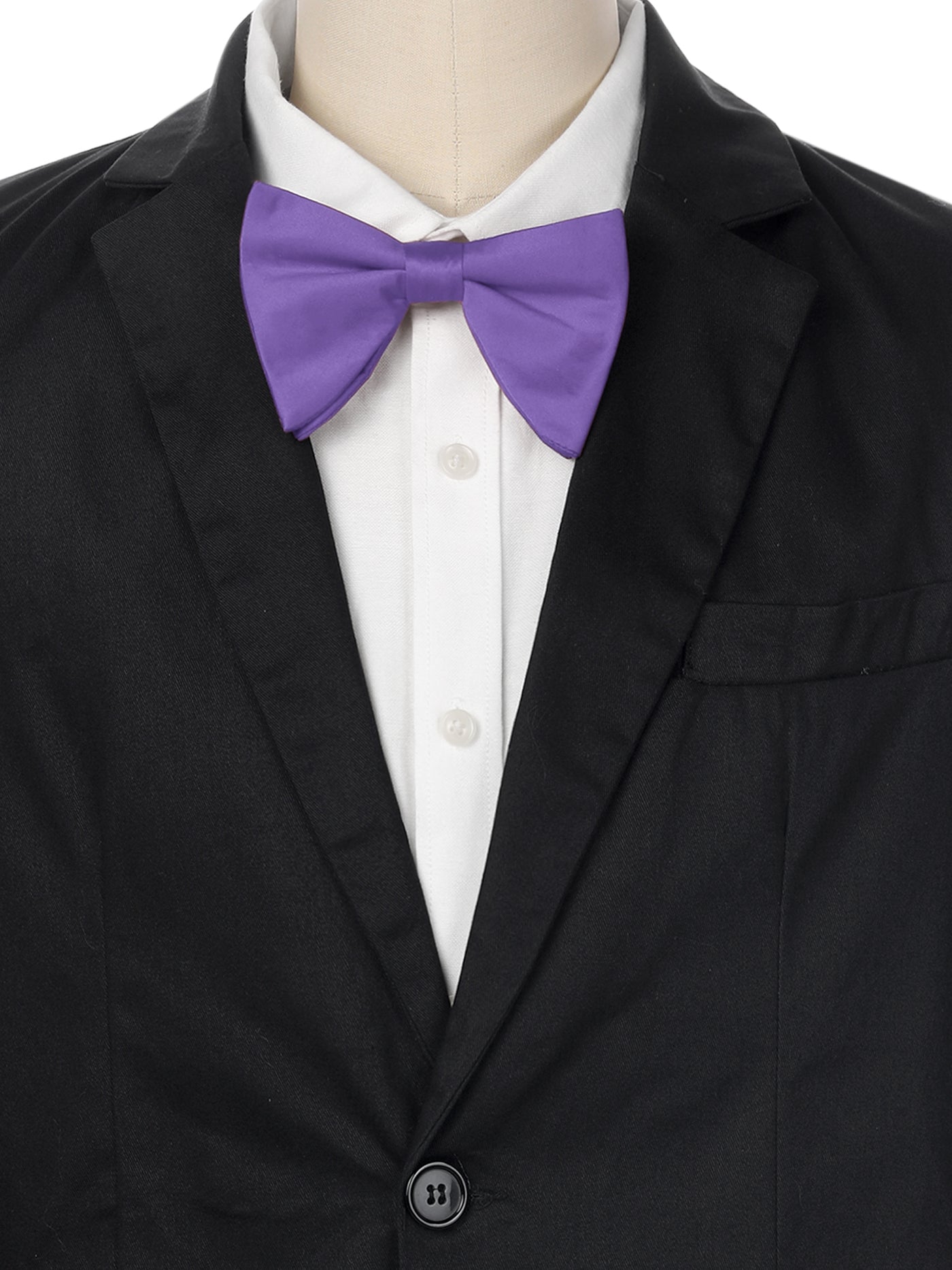 Bublédon Men's Solid Color Satin Large Bow Tie for Formal Tuxedo 1 Pcs