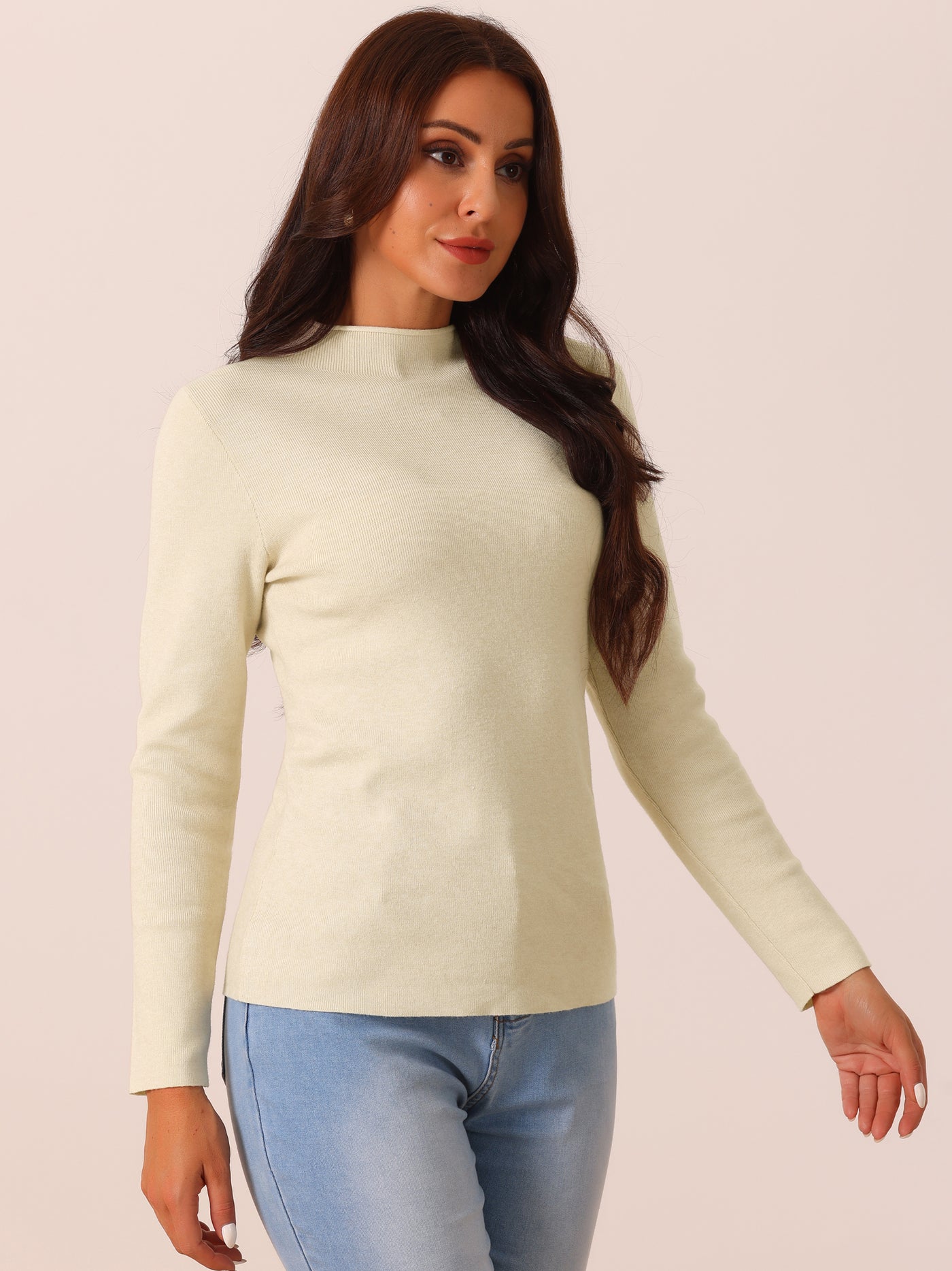 Bublédon Womens' Fall Winter Round Neck Long Sleeve Casual Slim Fit Sweater Top