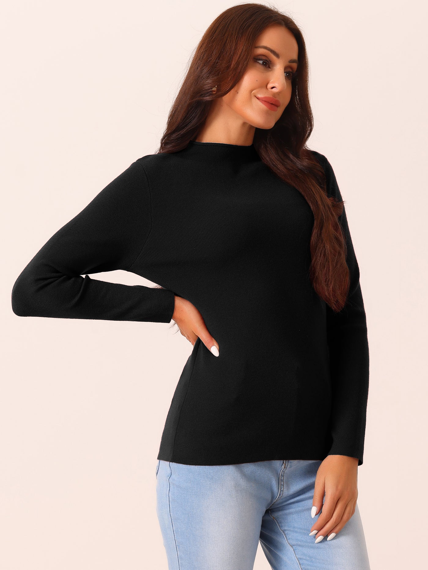 Bublédon Womens' Fall Winter Round Neck Long Sleeve Casual Slim Fit Sweater Top