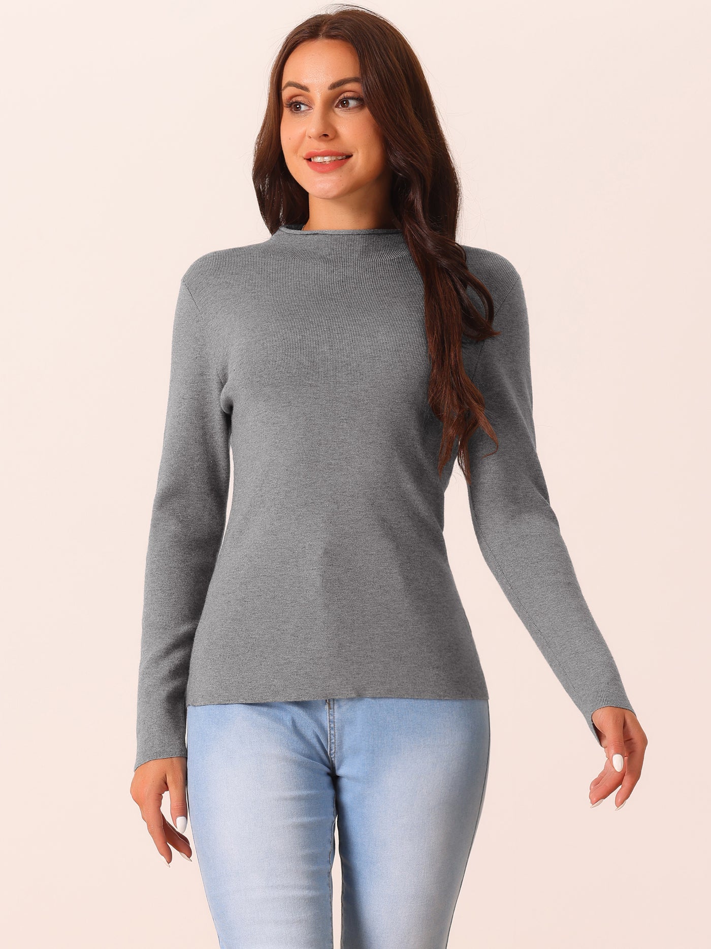 Bublédon Womens' Fall Winter Round Neck Long Sleeve Casual Slim Fit Sweater Top