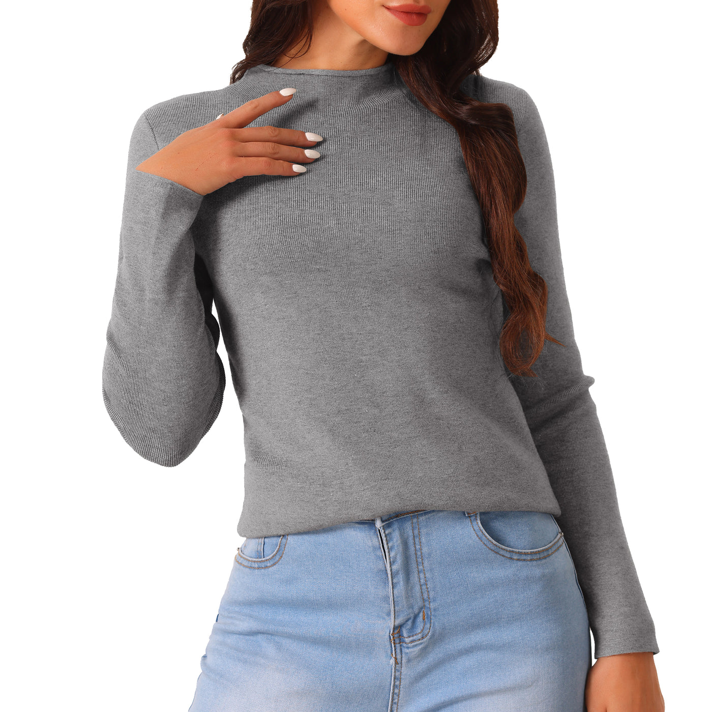 Bublédon Womens' Fall Winter Round Neck Long Sleeve Casual Slim Fit Sweater Top