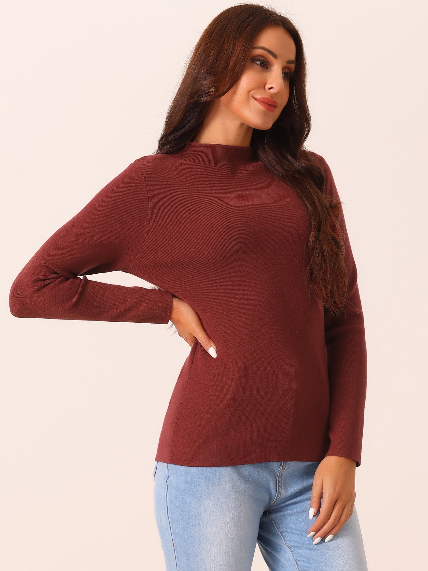 Bublédon Womens' Fall Winter Round Neck Long Sleeve Casual Slim Fit Sweater Top