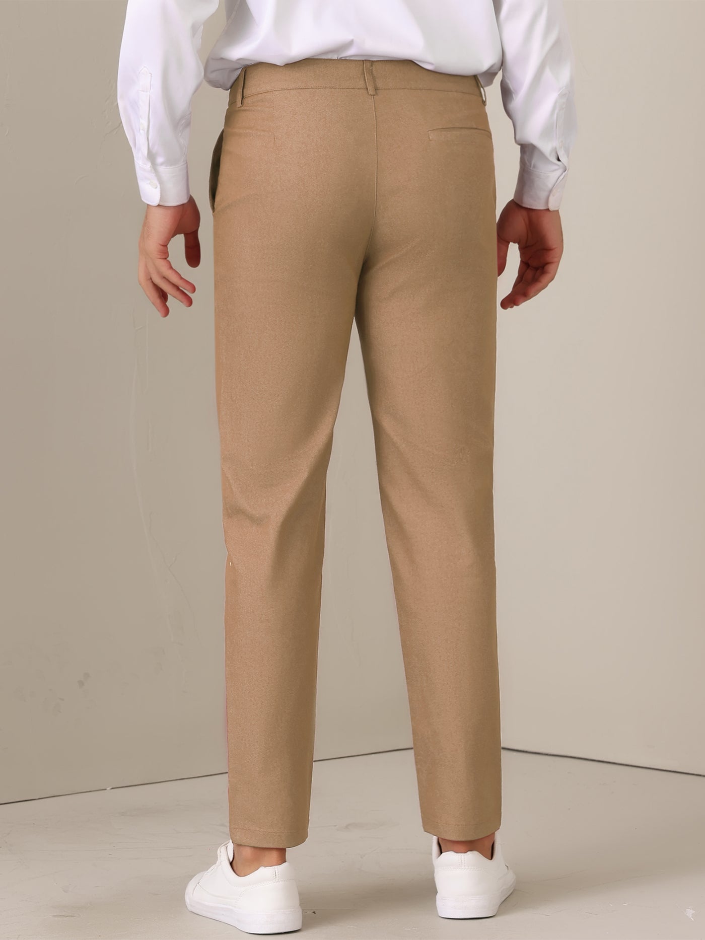 Bublédon Dress Pants for Men's Pleated Front Tapered Leg Business Chino Trousers