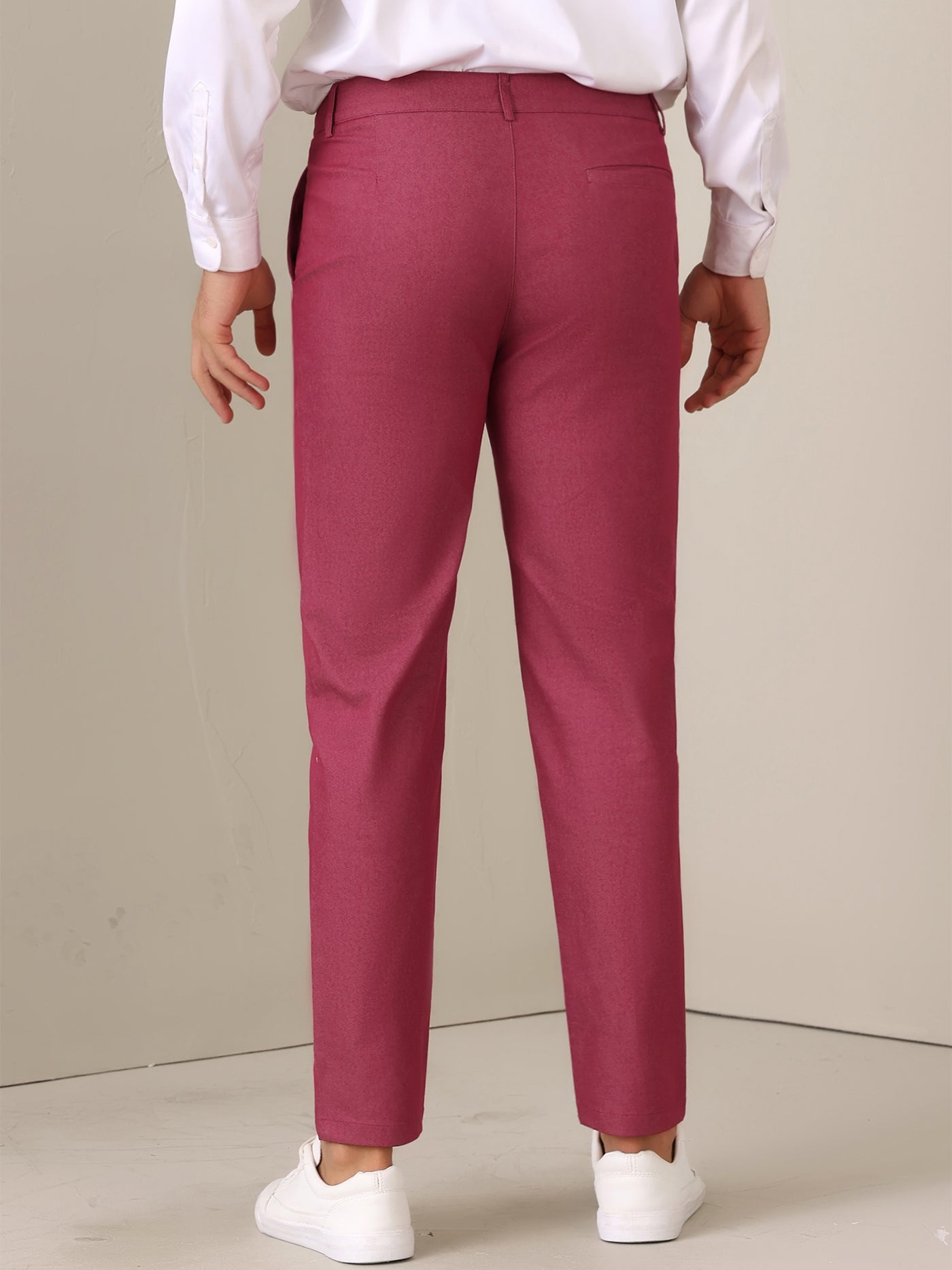 Bublédon Dress Pants for Men's Pleated Front Tapered Leg Business Chino Trousers