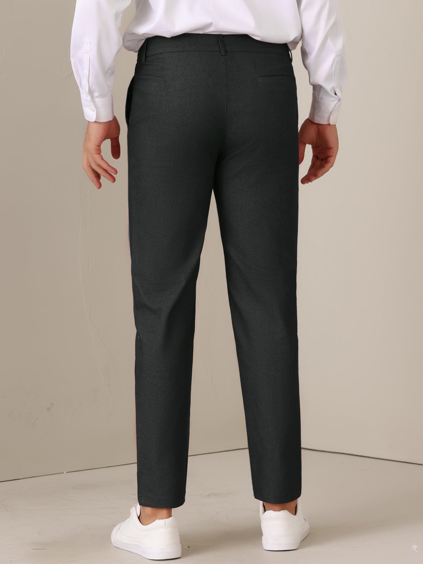 Bublédon Dress Pants for Men's Pleated Front Tapered Leg Business Chino Trousers