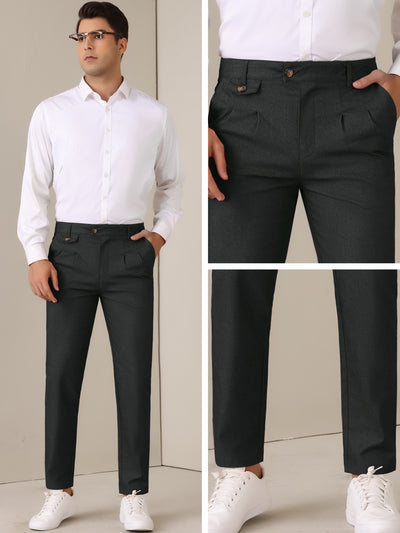 Dress Pants for Men's Pleated Front Tapered Leg Business Chino Trousers