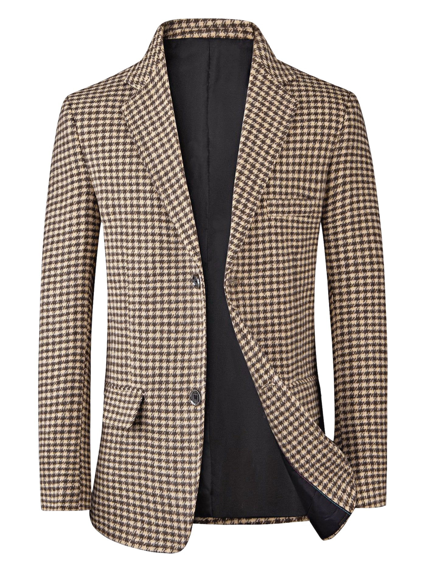 Bublédon Houndstooth Blazer for Men's Classic Fit Business Two Button Plaid Sports Coat