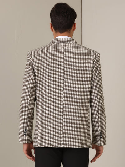 Houndstooth Blazer for Men's Classic Fit Business Two Button Plaid Sports Coat