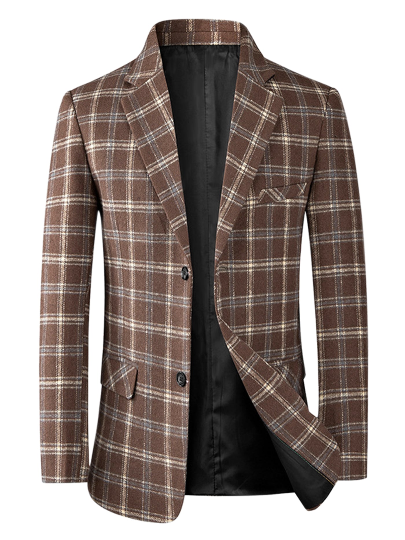 Bublédon Plaid Blazers for Men's Color Block Business Checked Patterned Sports Coat