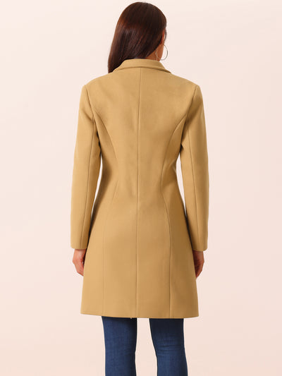 Women's Single Breasted Peacoat Fashion Winter Notched Lepal Button Down Outerwear Overcoat