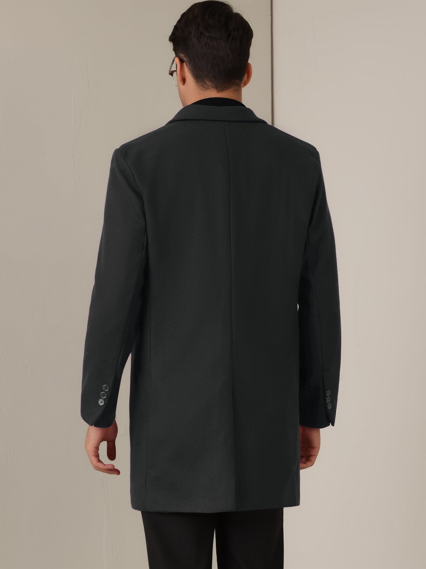 Bublédon Winter Coat for Men's Notched Collar Single Breasted Long Trench Coats