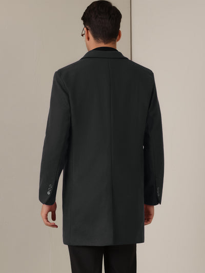 Winter Coat for Men's Notched Collar Single Breasted Long Trench Coats