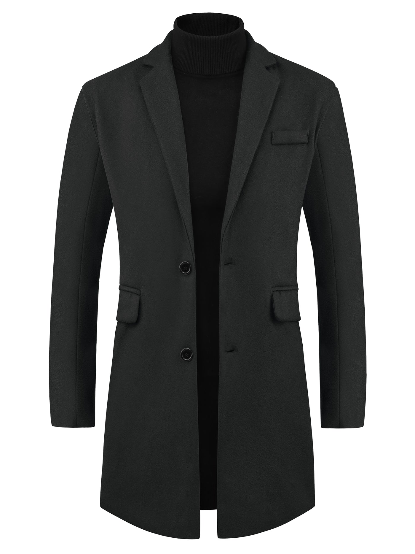 Bublédon Winter Coat for Men's Notched Collar Single Breasted Long Trench Coats