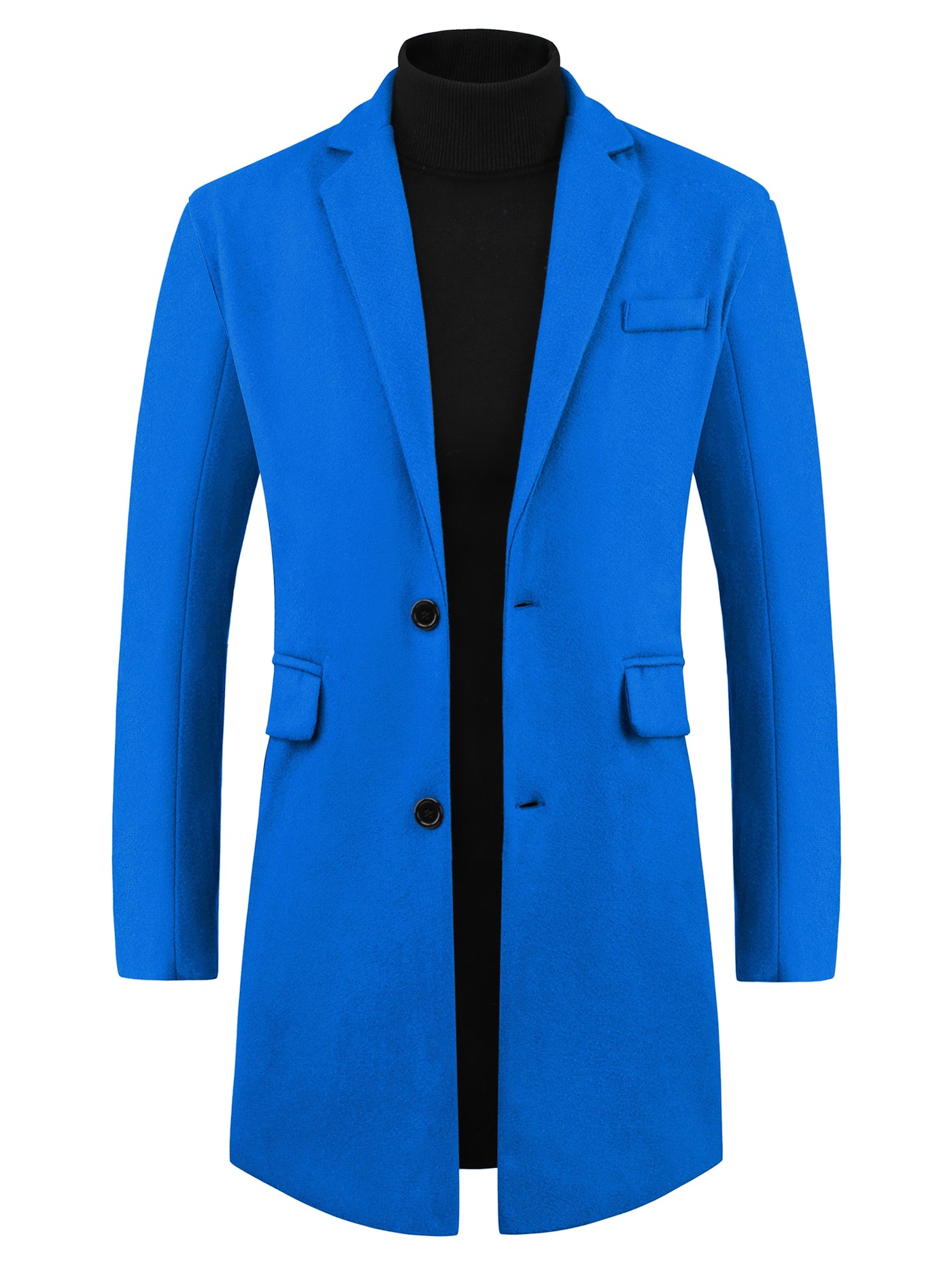 Bublédon Winter Coat for Men's Notched Collar Single Breasted Long Trench Coats