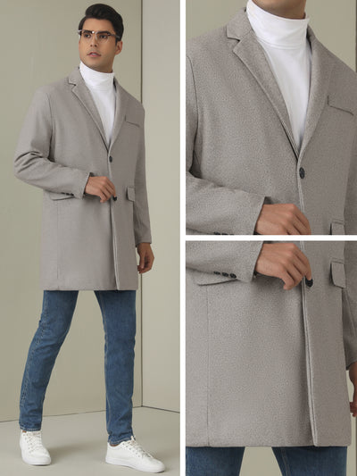 Herringbone Overcoats for Men's Classic Fit Single Breasted Winter Trench Coat