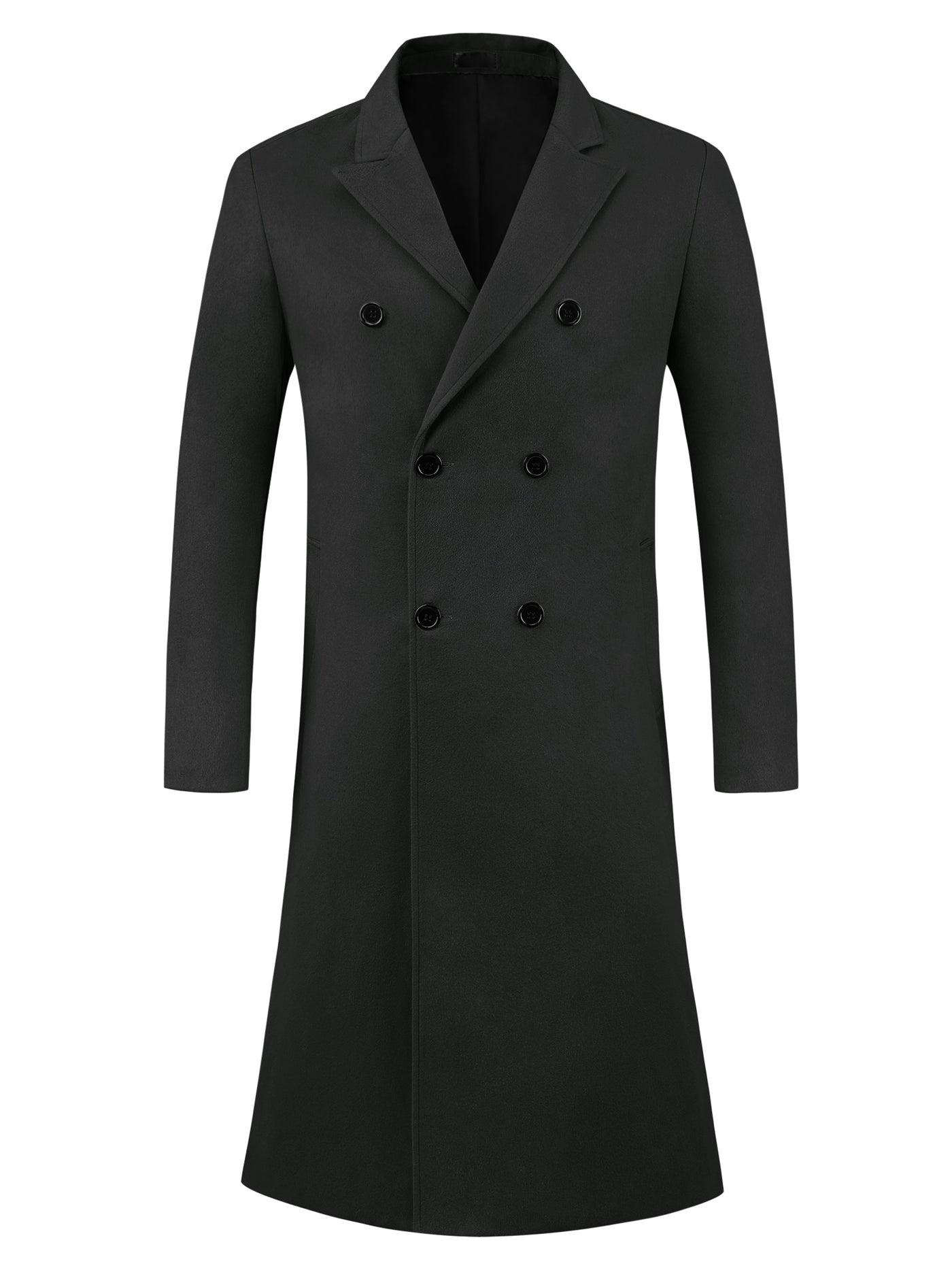 Bublédon Long Trench Coat for Men's Classic Notched Lapel Double Breasted Overcoats