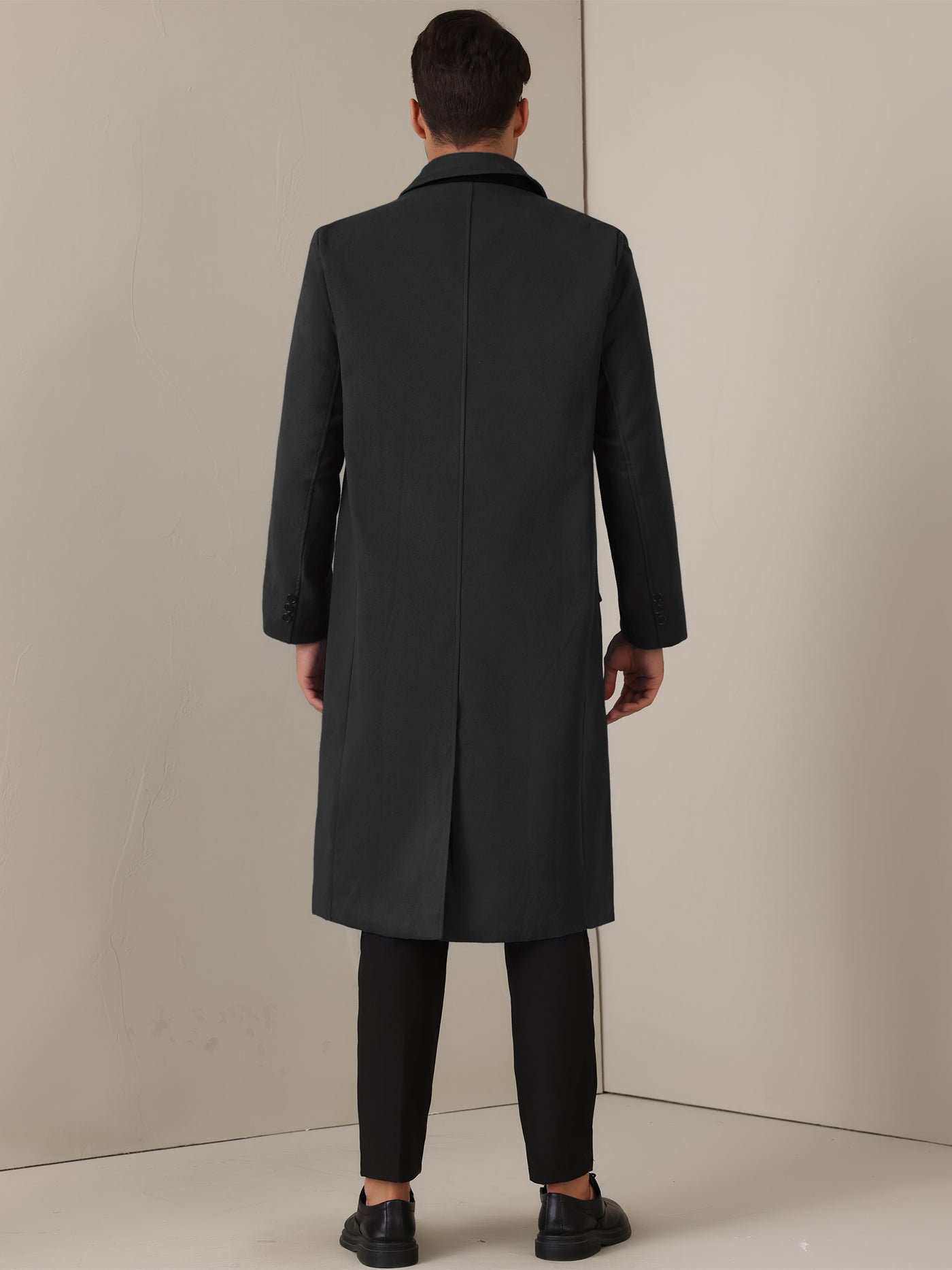 Bublédon Long Trench Coat for Men's Classic Notched Lapel Double Breasted Overcoats