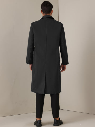 Long Trench Coat for Men's Classic Notched Lapel Double Breasted Overcoats