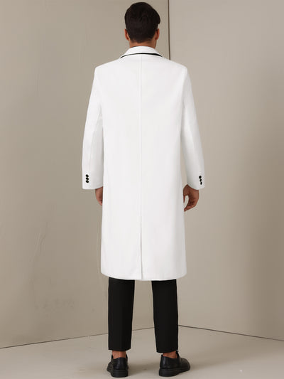 Long Trench Coat for Men's Classic Notched Lapel Double Breasted Overcoats