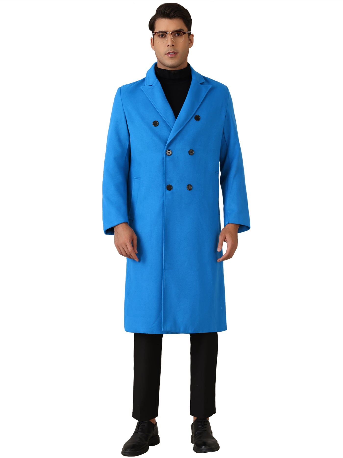 Bublédon Long Trench Coat for Men's Classic Notched Lapel Double Breasted Overcoats