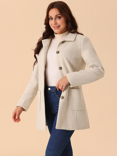 Women's Winter Overcoat Mid-Long Casual Notch Lapel Single-Breasted Peacoat