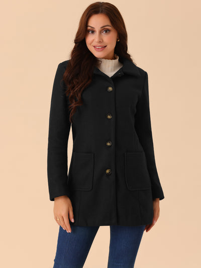 Bublédon Women's Winter Overcoat Mid-Long Casual Notch Lapel Single-Breasted Peacoat