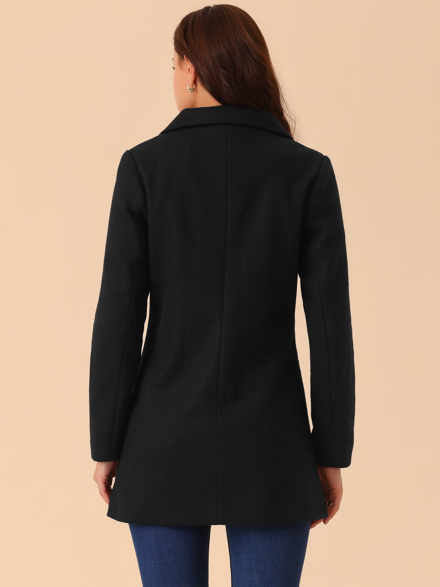 Bublédon Women's Winter Overcoat Mid-Long Casual Notch Lapel Single-Breasted Peacoat