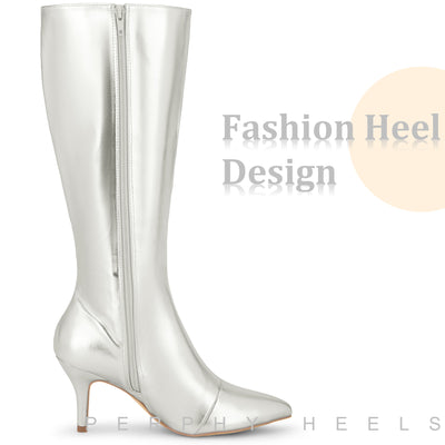 Pointed Toe Stiletto Heels Knee High Boots for Women