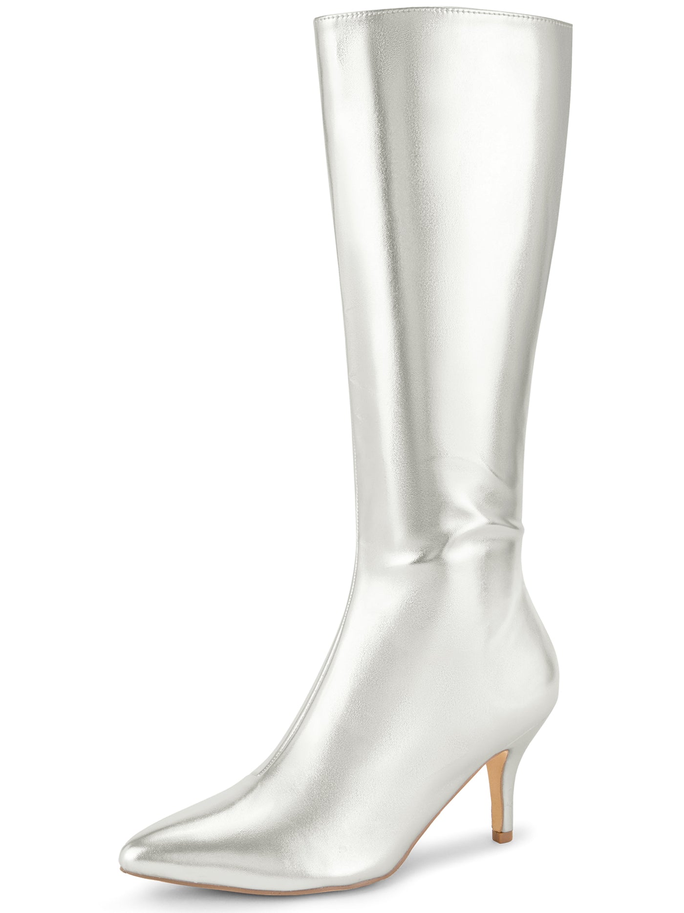 Bublédon Pointed Toe Stiletto Heels Knee High Boots for Women