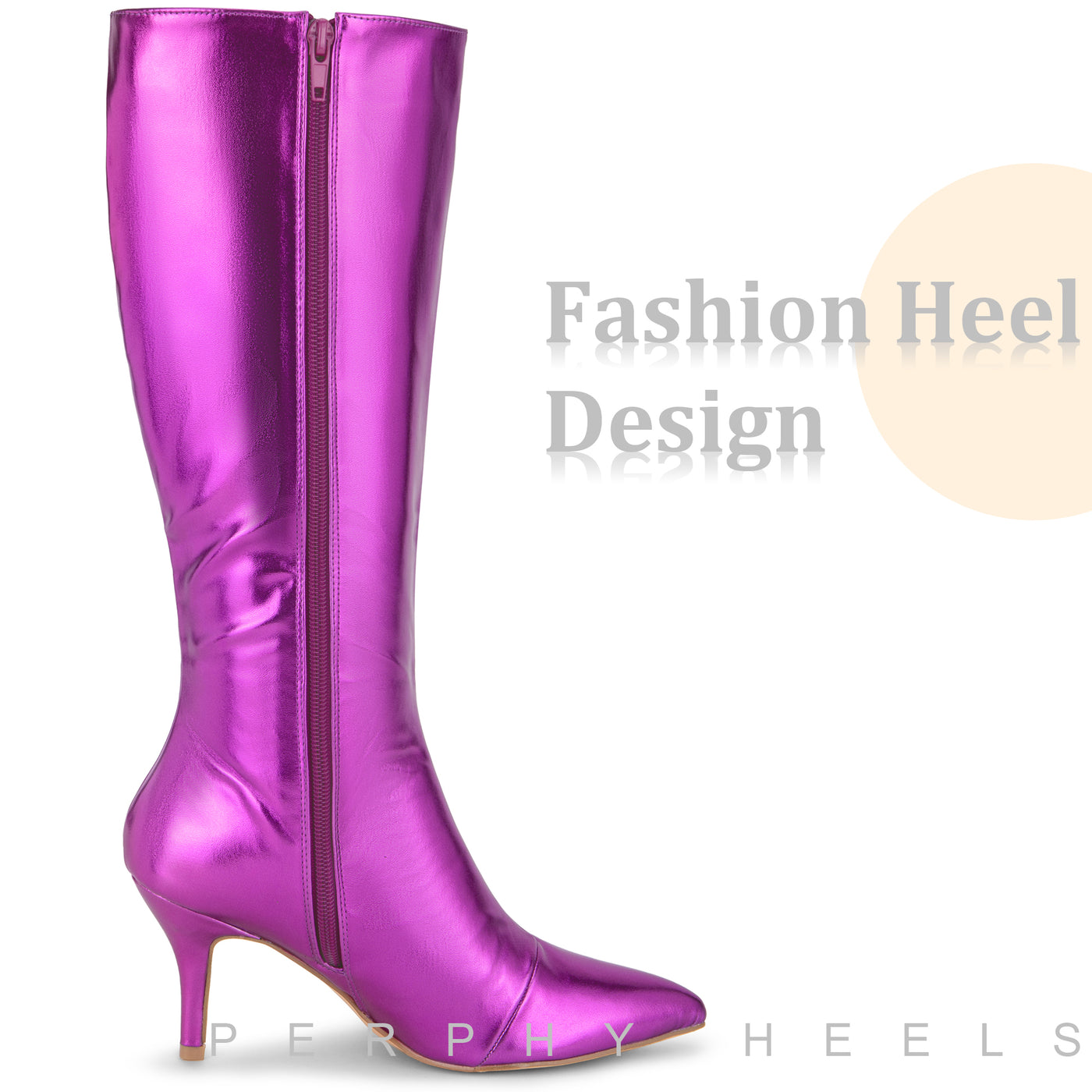 Bublédon Pointed Toe Stiletto Heels Knee High Boots for Women