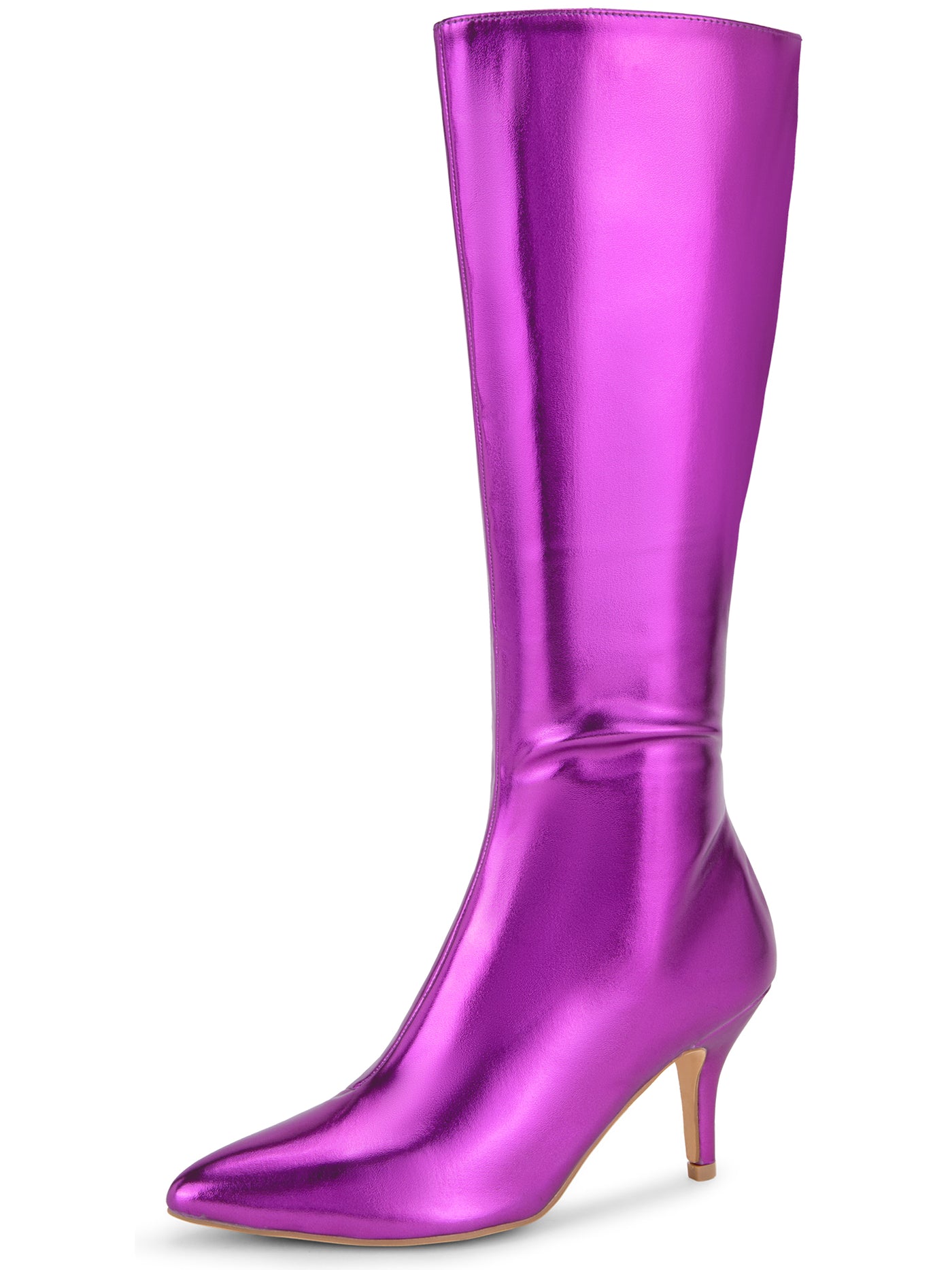 Bublédon Pointed Toe Stiletto Heels Knee High Boots for Women