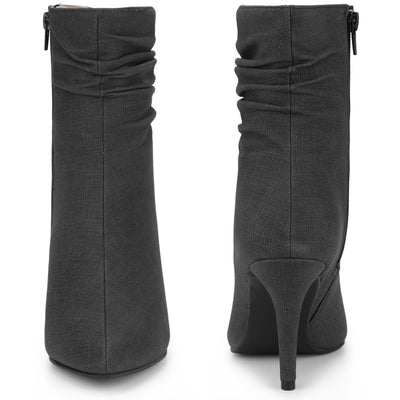 Pointed Toe Slouched Stiletto Heels Ankle Boots for Women