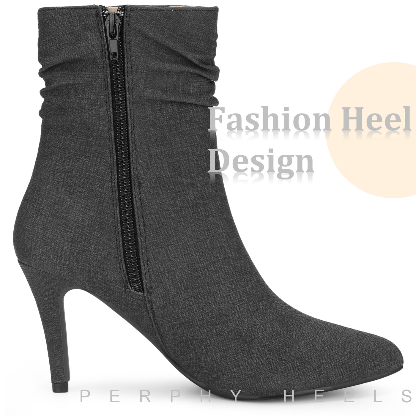 Bublédon Pointed Toe Slouched Stiletto Heels Ankle Boots for Women