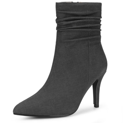 Pointed Toe Slouched Stiletto Heels Ankle Boots for Women