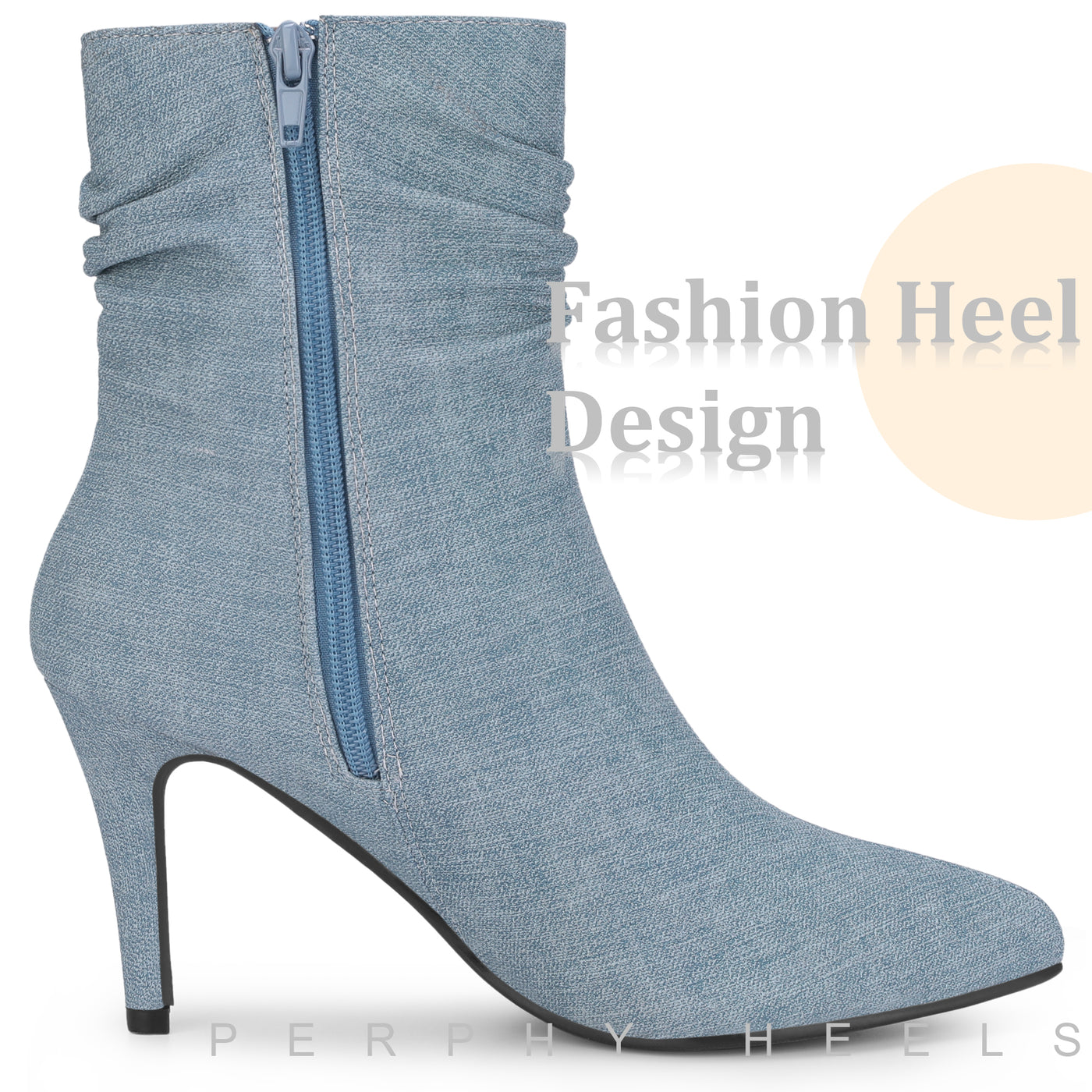 Bublédon Pointed Toe Slouched Stiletto Heels Ankle Boots for Women