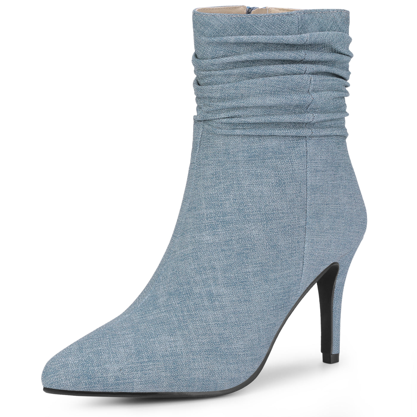 Bublédon Pointed Toe Slouched Stiletto Heels Ankle Boots for Women