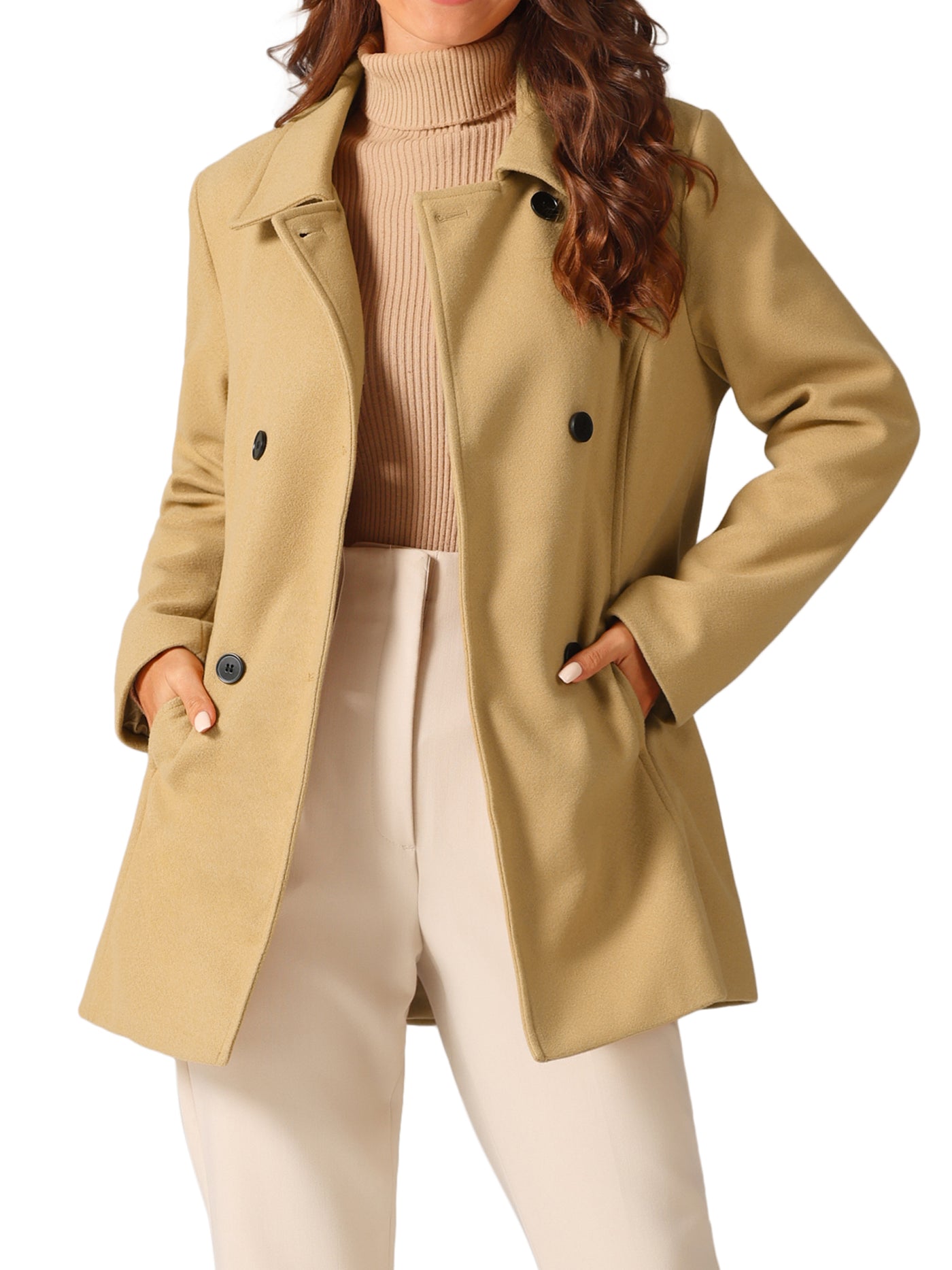 Bublédon Women's Long Sleeves Peacoat Double Breasted Button Outerwear Winter Coat