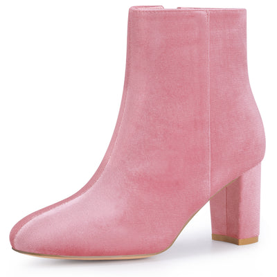 Bublédon Round Toe Chunky Heels Ankle Boots for Women