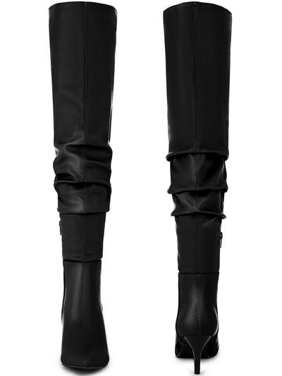 Pointed Toe Slouches Stiletto Heels Over the Knee High Boots for Women